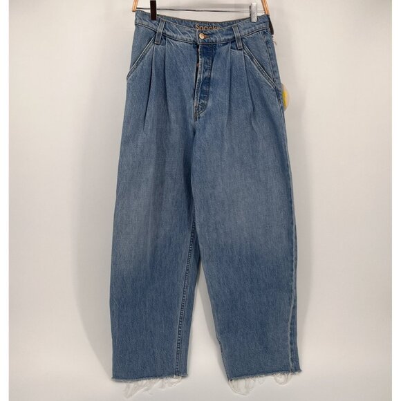 MOTHER Denim - Snacks by Mother Pleated Wide Leg Denim Size 25 Raw Hem High Rise Jeans